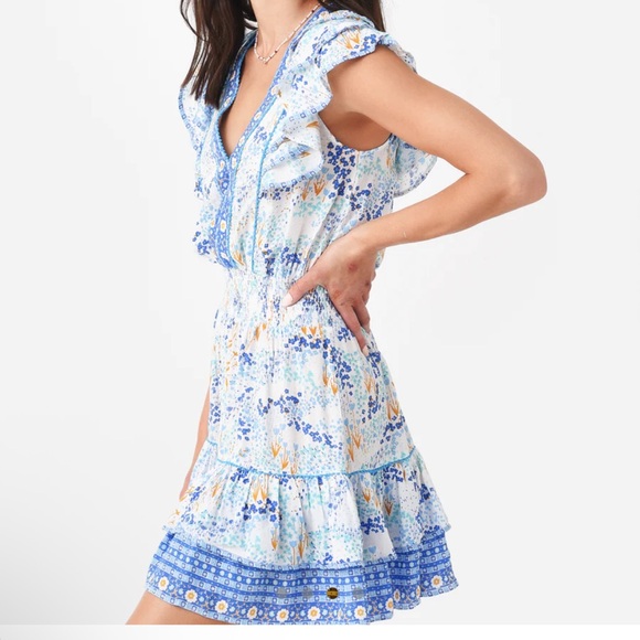 Poupette St. Barth Camilla Blue Floral Mini Dress NWOT - Picture 3 of 10